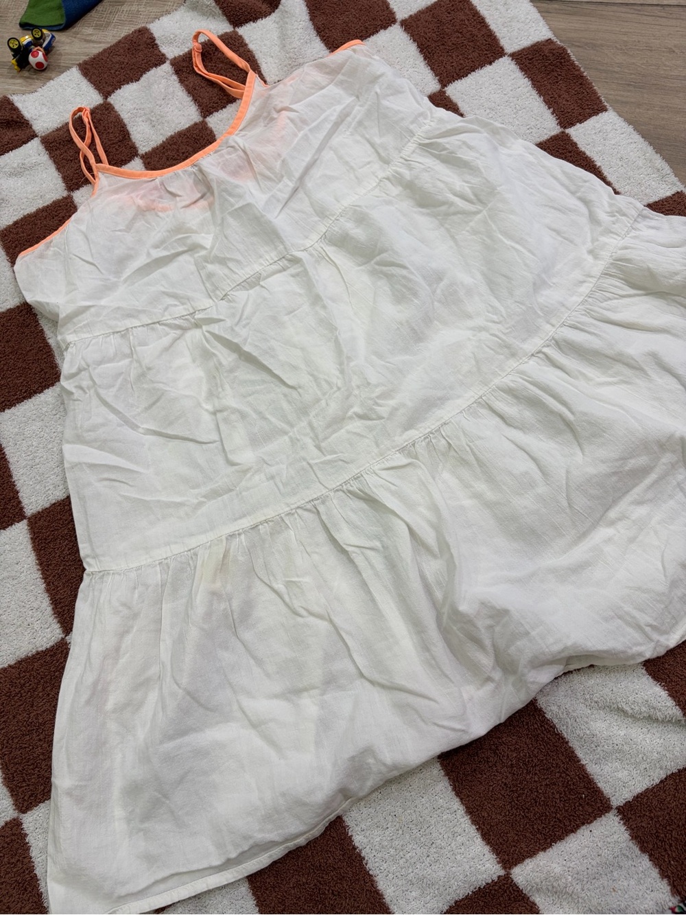 aerie White Swim Coverup with Peach Trim